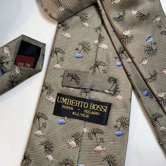 Umberto Bossi fish tie - 55” - Hand made silk tie - Vintage - Picture 1 of 6